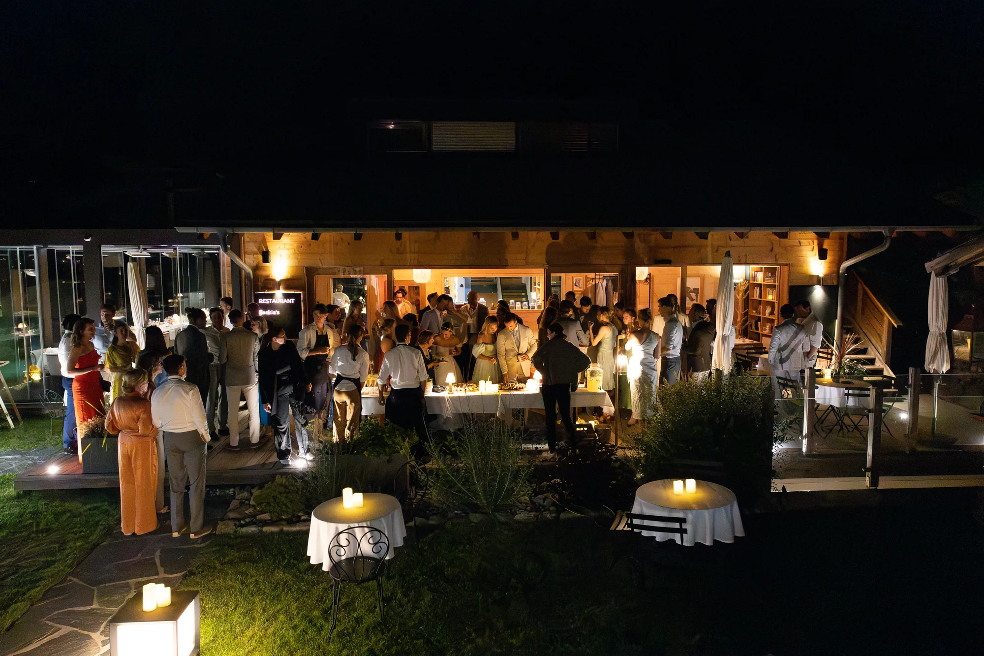 A candlelit celebration in the garden at Saskia's, Les Mazots du Clos