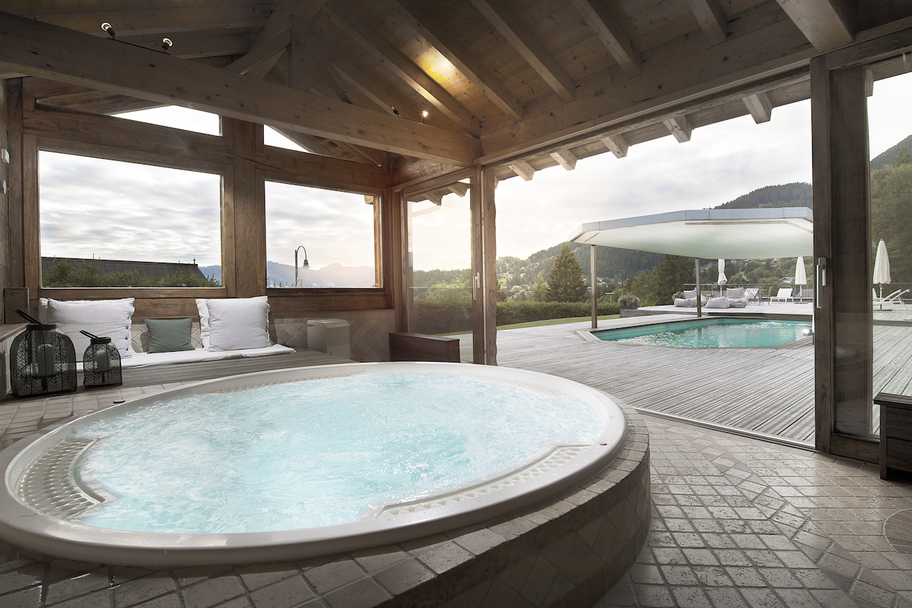 The heated outdoor pool at the spa