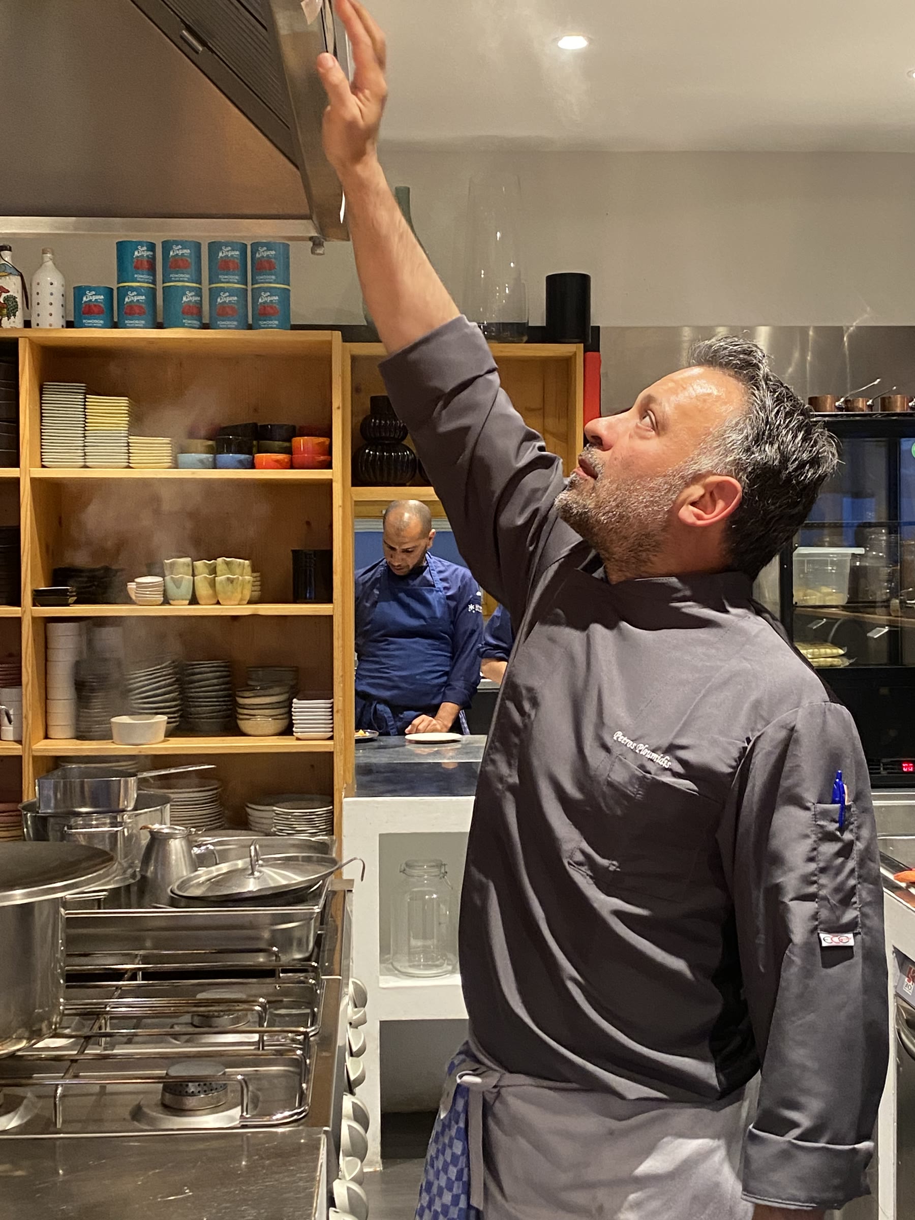 Petros Ploumidis, chef de cuisine, in the Saskia's kitchen